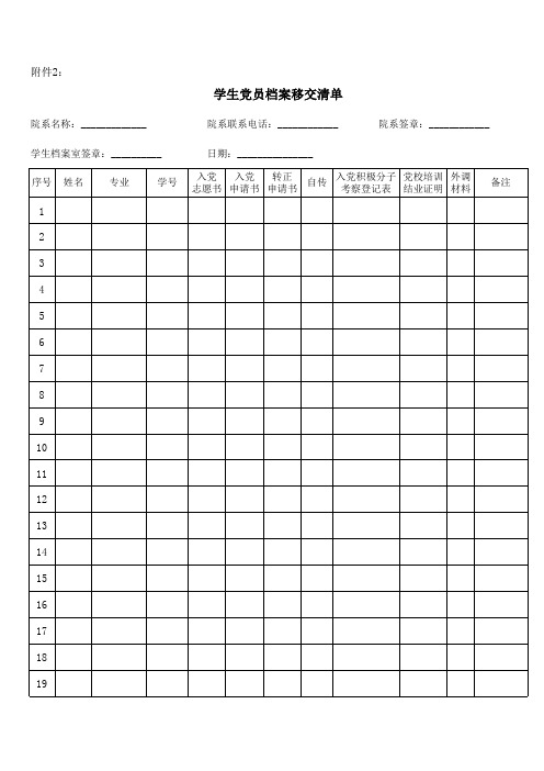 学生党员档案移交清单