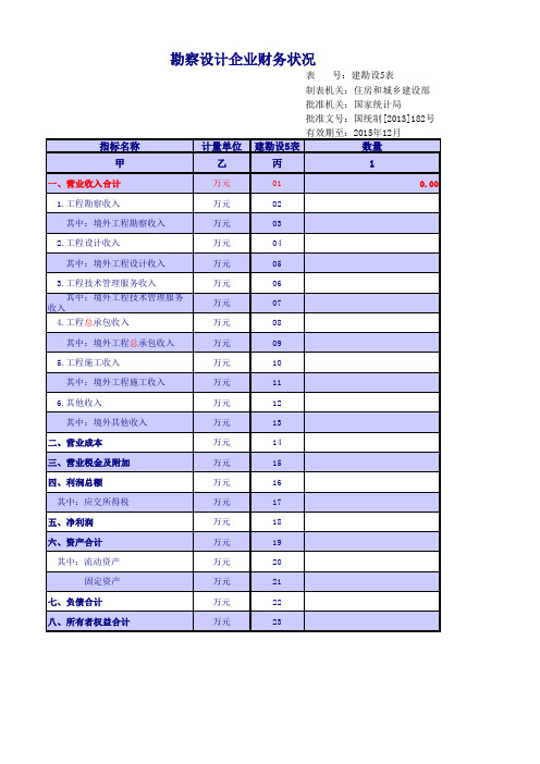 2013年勘察设计统计报表(年报)