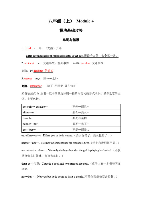 外研版八年级英语上册 Module 4 Planes ships and trains知识点 