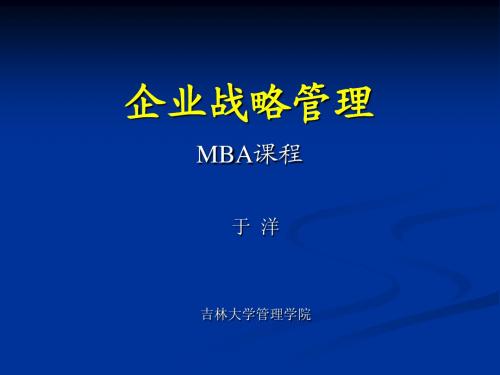 MBA企业战略管理之说明