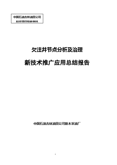 欠注井治理新技术推广应用总结报告