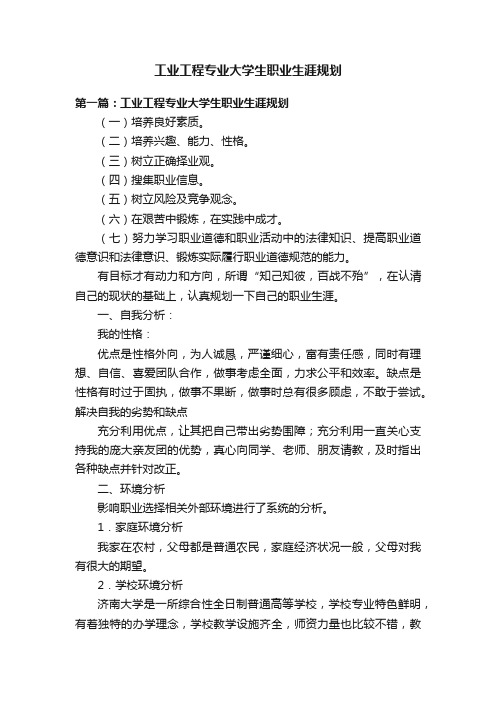 工业工程专业大学生职业生涯规划