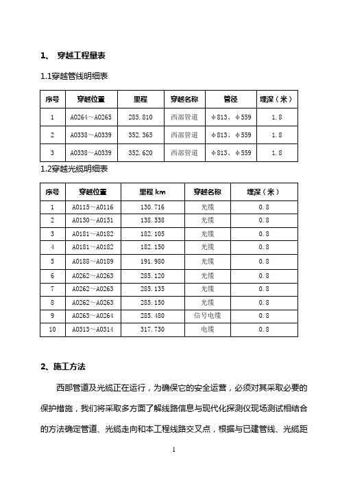 穿越管道光缆施工方案