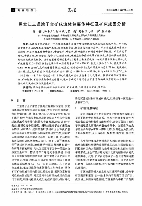 黑龙江三道湾子金矿床流体包裹体特征及矿床成因分析