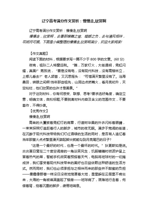 辽宁高考满分作文赏析：慢慢走,欣赏啊