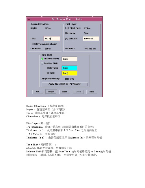 Datum Elevations(合成地震记录)