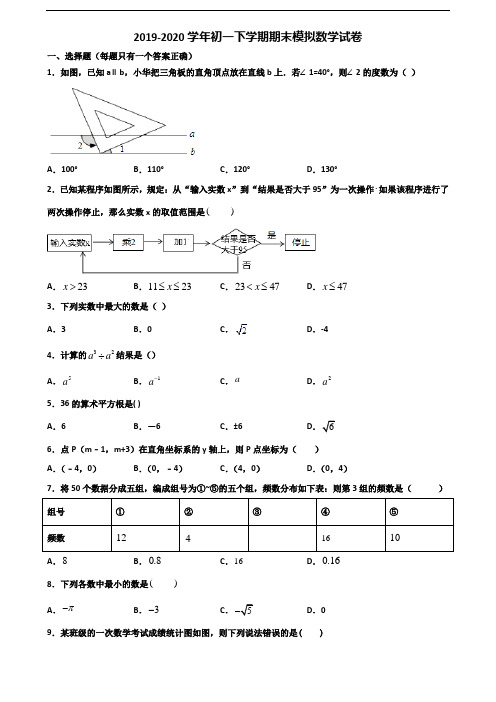 〖精选3套试卷〗2020学年鞍山市名校初一下学期期末数学复习检测试题