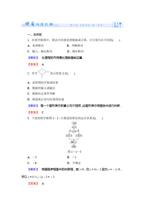 人教新课标版数学高一B版必修3作业2 程序框图