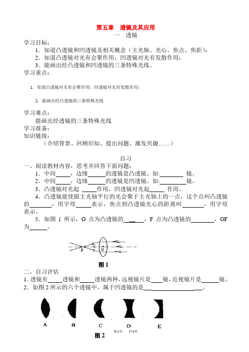 透镜导学案(八年级物理)