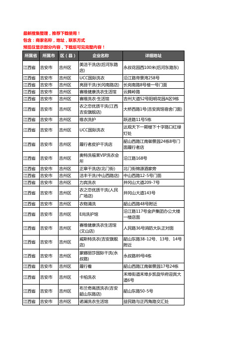 新版江西省吉安市吉州区洗衣店企业公司商家户名录单联系方式地址大全48家