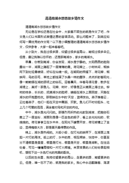 清清南湖水悠悠故乡情作文