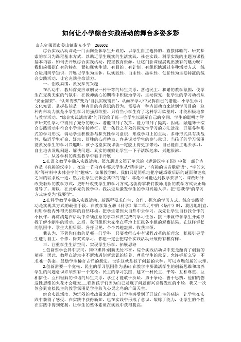 如何让小学综合实践活动的舞台多姿多彩