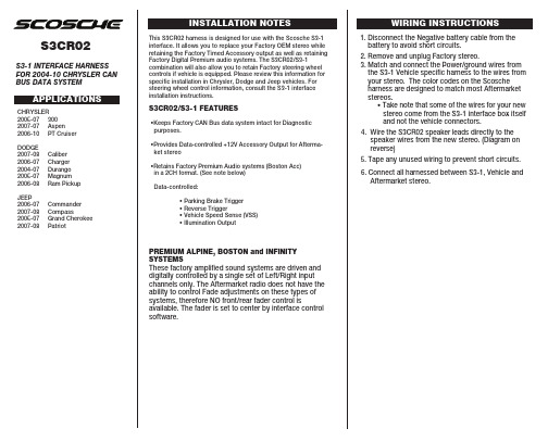 Scosche S3CR02 S3-1 车载音频接口说明书