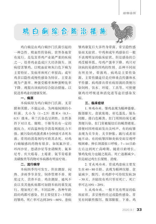 鸡白痢综合防治措施