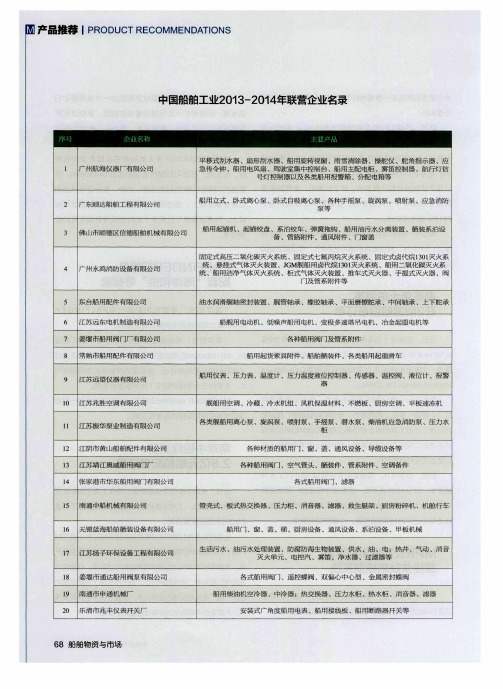 中国船舶工业2013-2014年联营企业名录