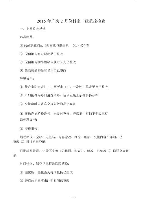 2015年产房2月份科室一级质控检查(修).docx