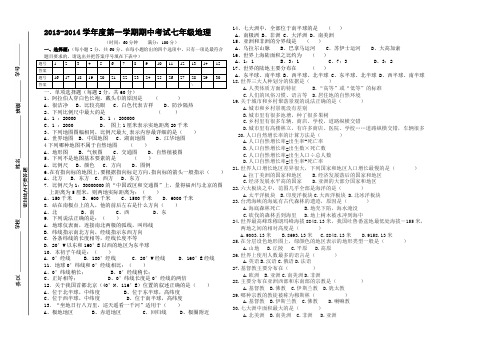 2013——2014七年级上册地理期中试卷 2