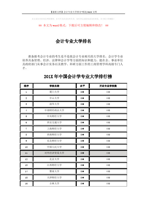 【最新文档】会计专业大学排名-精选word文档 (3页)