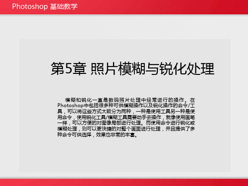 Photoshop 照片处理基础教学PPT课件第5章 照片模糊与锐化处理