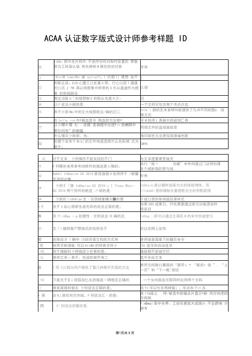 ACAA认证数字版式设计师参考样题ID