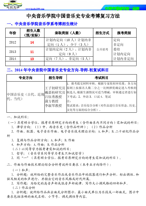 中央音乐学院音乐学系中国音乐史专业专业考博报录比-复习重点-参考书-分数线-育明考博