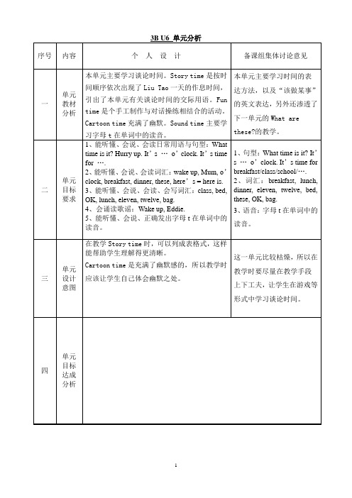 译林版英语 3B Unit6 教学设计