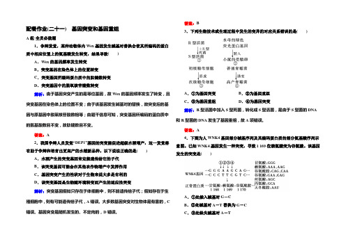 2021《赢在微点》高考生物一轮复习配餐作业21基因突变和基因重组 必修二第5章基因突变及其他变异