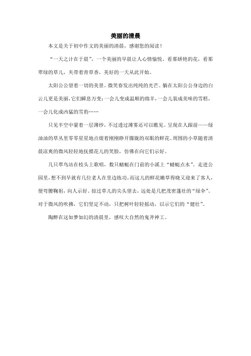美丽的清晨_初中作文