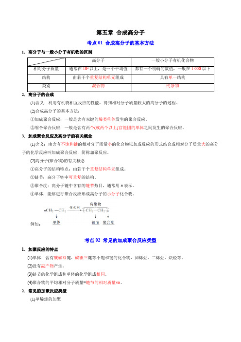 第五章合成高分子高二化学下学期期末单元复习知识清单(人教版2019选择性必修3)