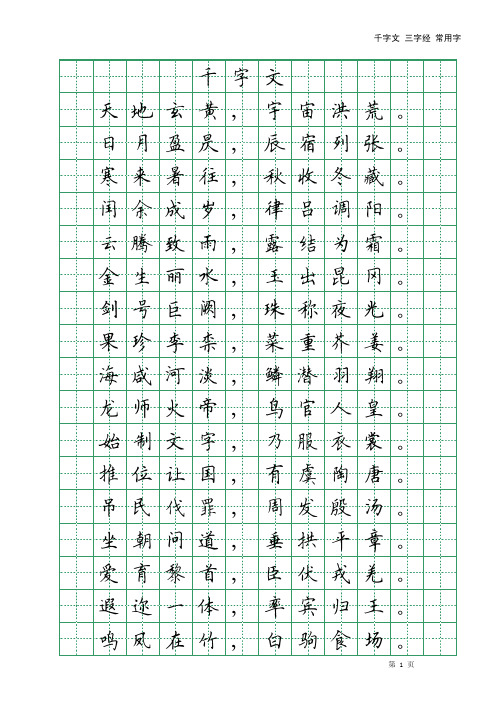 田英章钢笔楷书千字文三字经常用字