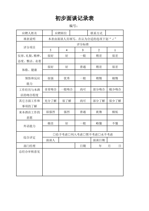 初步面谈记录表