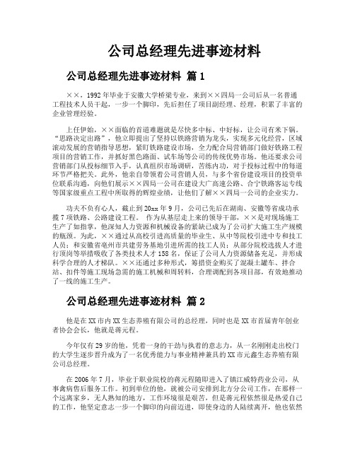 公司总经理先进事迹材料