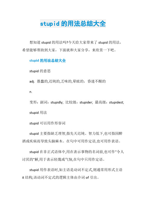 stupid的用法总结大全