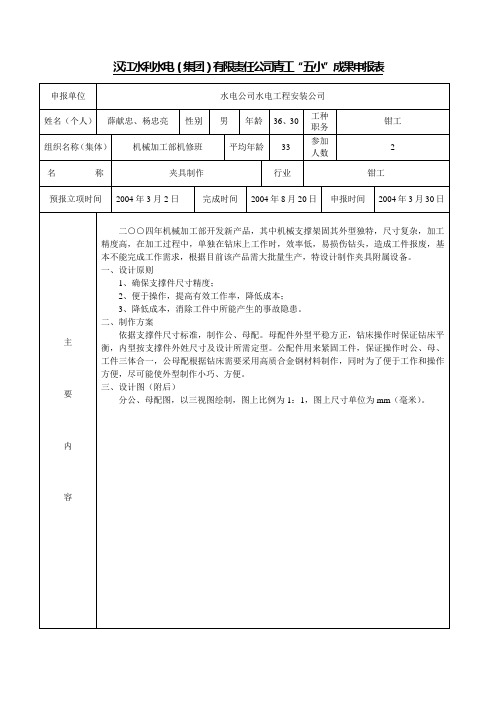 五小申报表