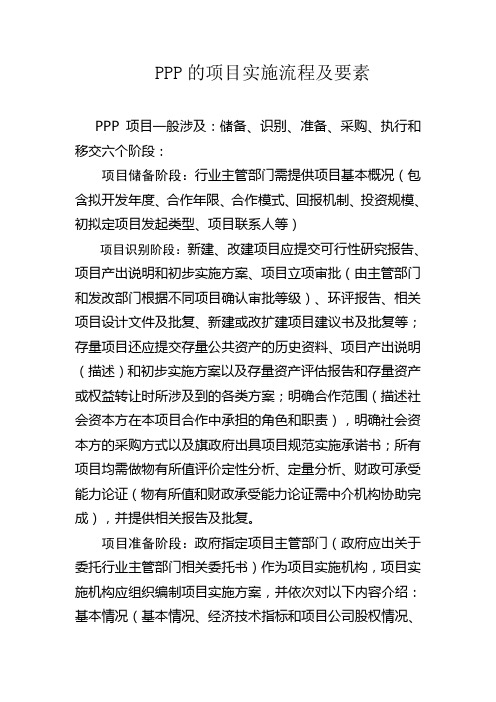 PPP的项目实施流程及要素