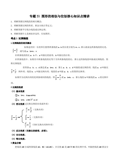 专题21图形的相似与位似(讲义)(原卷版)