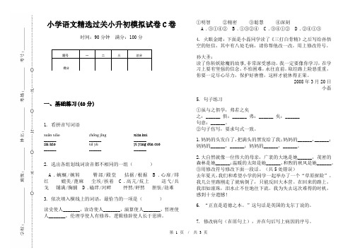 小学语文精选过关小升初模拟试卷C卷