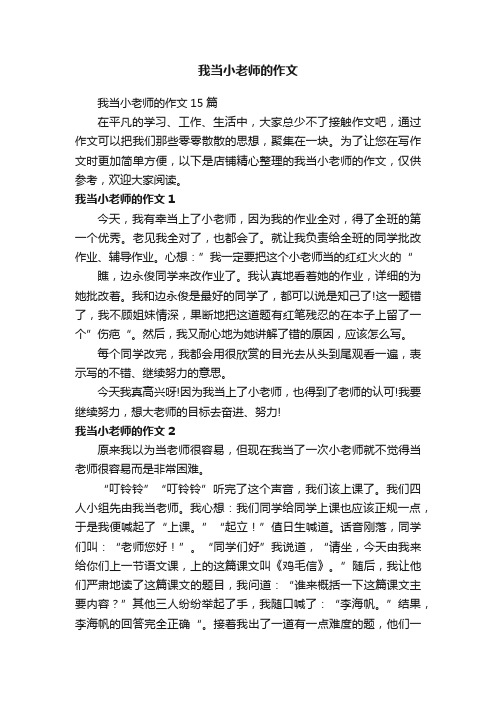 我当小老师的作文