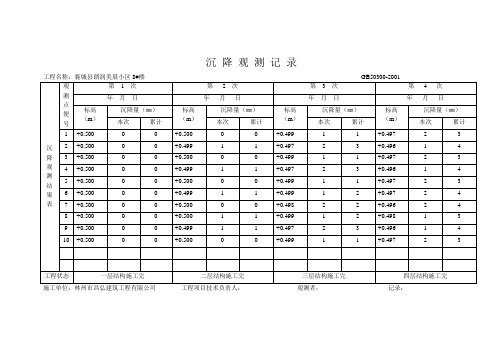 沉降观测记录