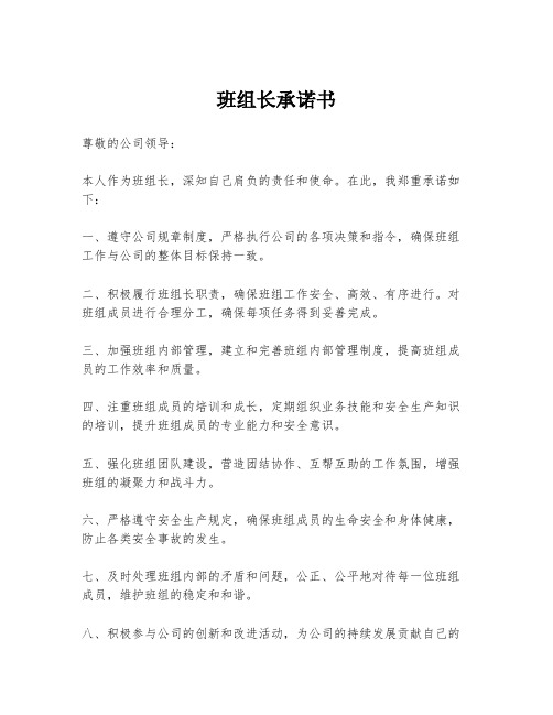 班组长承诺书