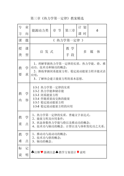 第三章《热力学第一定律》教案精选