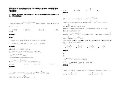 四川省凉山市西昌南宁中学2020年高三数学理上学期期末试卷含解析