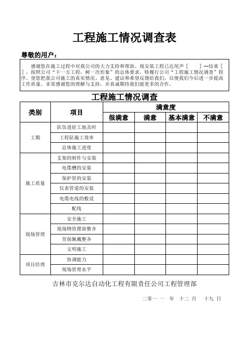 工程施工情况调查表