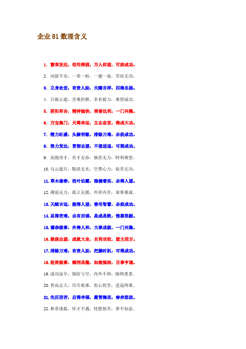 企业81数理含义