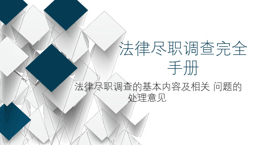 法律尽职调查的基本内容及相关问题的处理意见