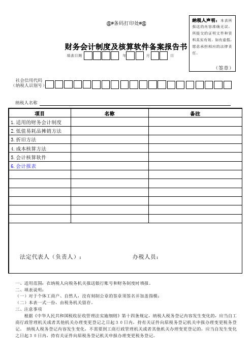 2020年 财务会计制度及核算软件备案报告书