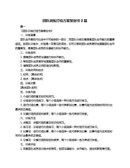 团队训练打结方案策划书3篇