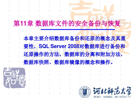 第11章数据库的安全备份与恢复-数据库技术及安全教程——SQL Server 2008-尹志宇