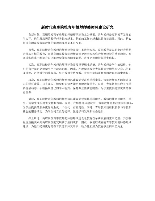 新时代高职院校青年教师师德师风建设研究