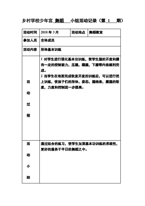 乡村少年宫舞蹈活动记录